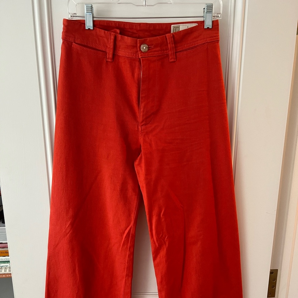 GAP high rise wide flare orange pants